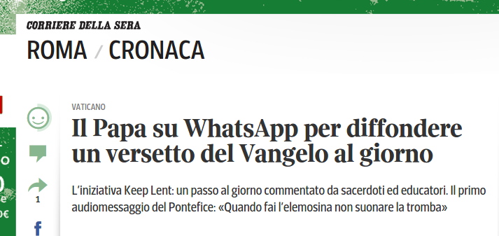 Errore WhatsApp Corriere della Sera